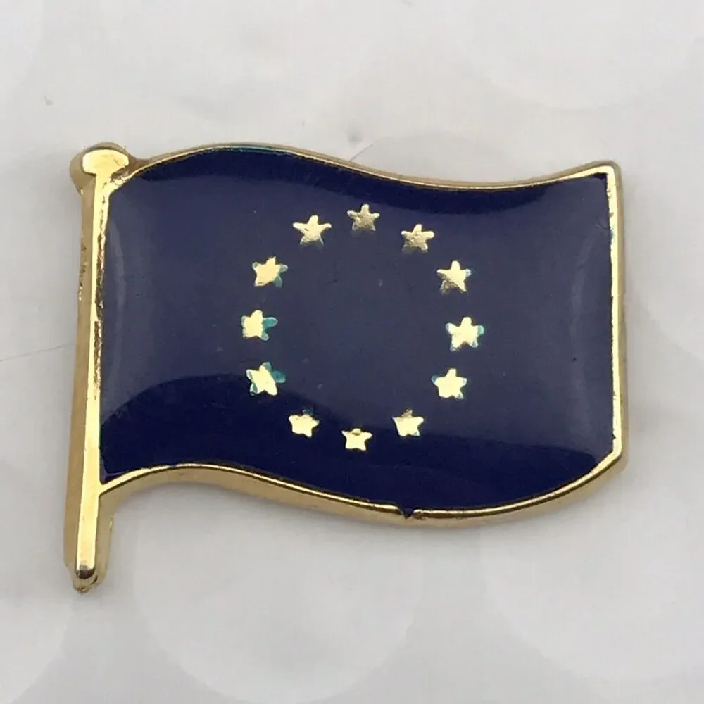 United Europe Flag Pin Brooch Vintage Gold Tone European Union